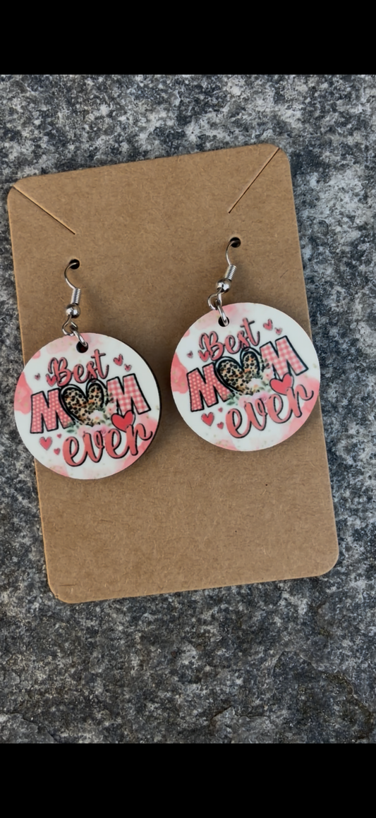 Best Mom Ever Leopard Heart Earrings – Cute Mother’s Day Gift for Mom