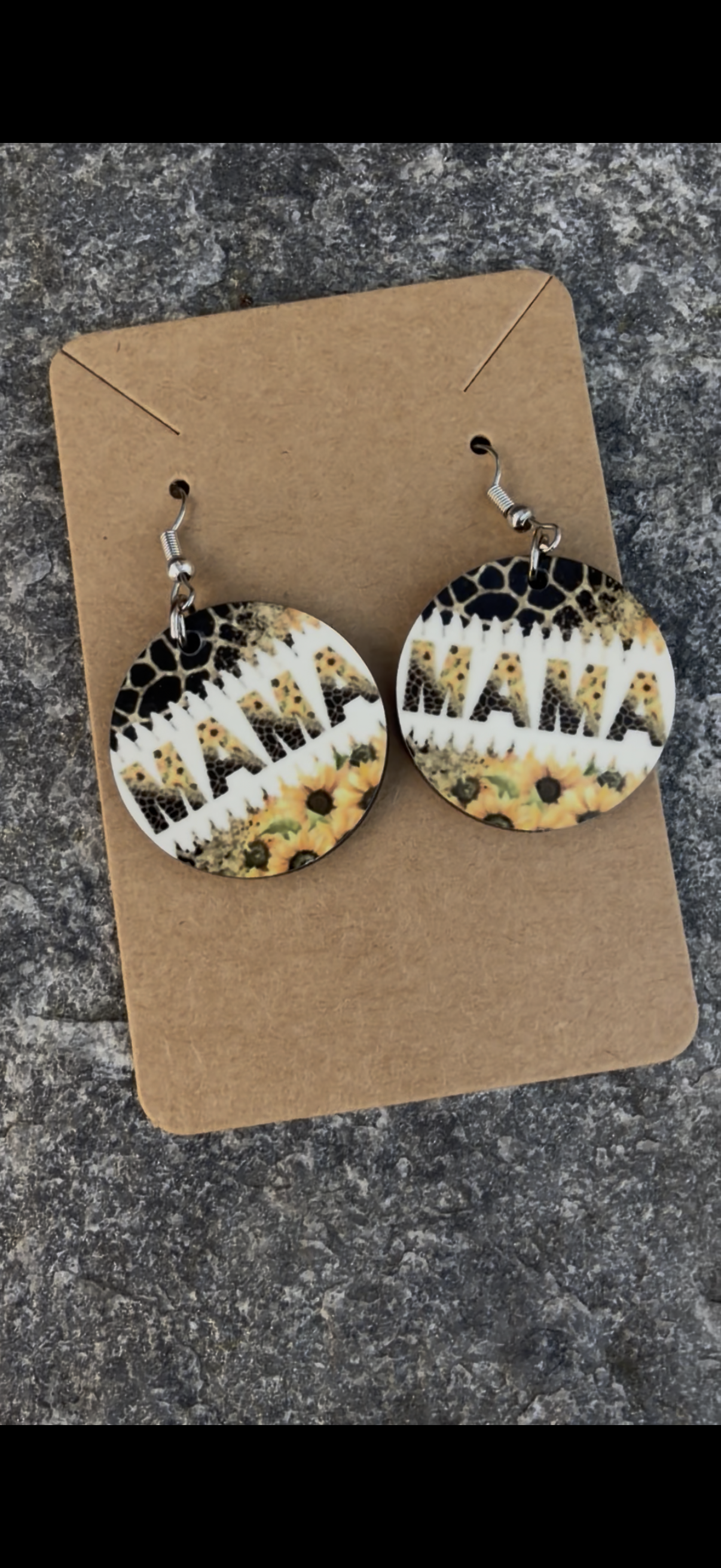 Mama Sunflower & Leopard Print Earrings
