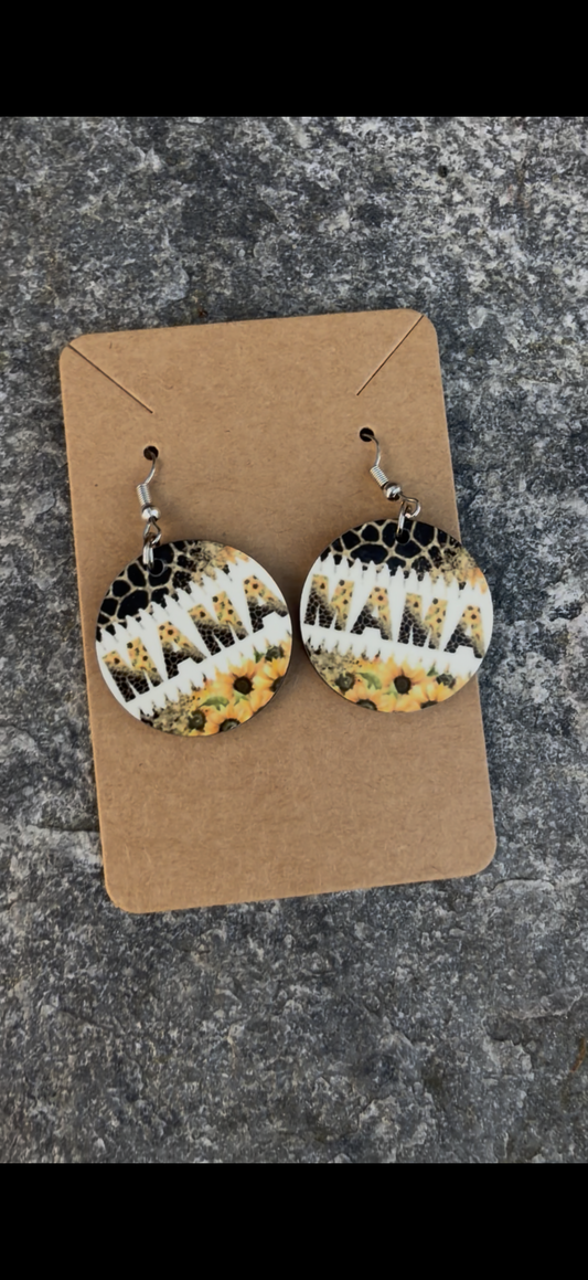 Mama Sunflower & Leopard Print Earrings